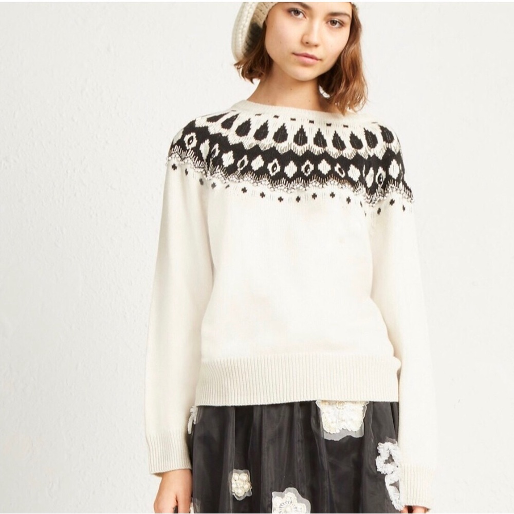 French Connection Vera Fair isle Beaded Sweater